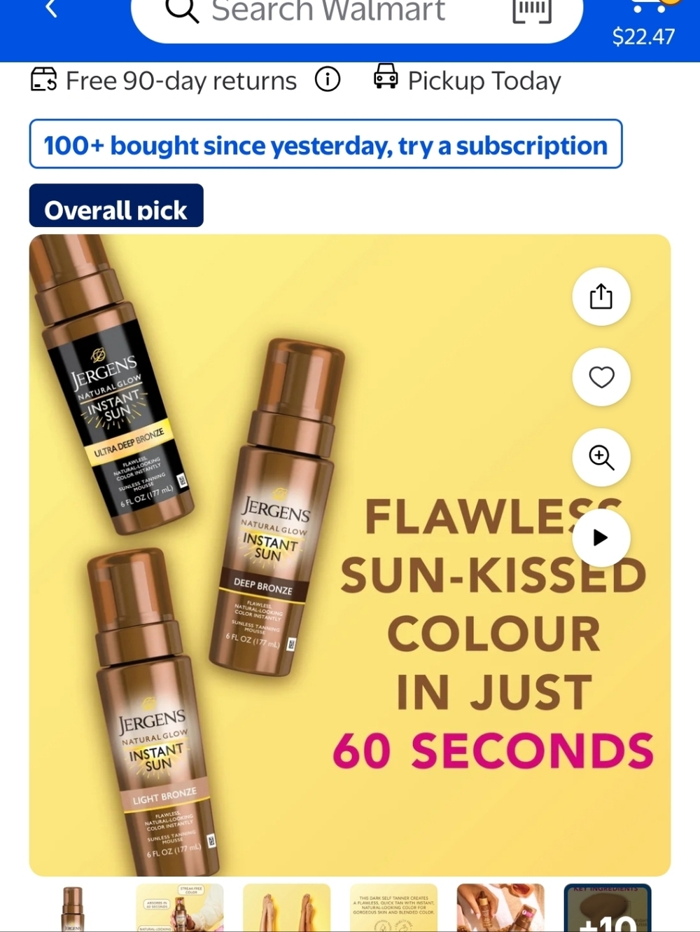 Jergens Natural Glow Instant Sun Sunless Tanning Mousse In Deep Bronze